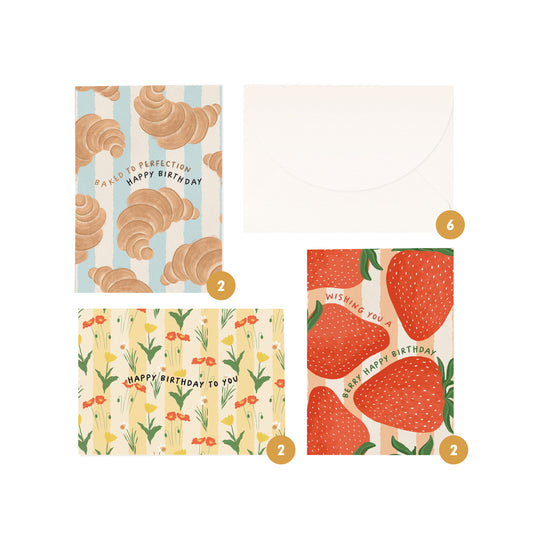 Mixed 'Birthday' Boxed Card Set (6pk) - Le Petit Plaisir
