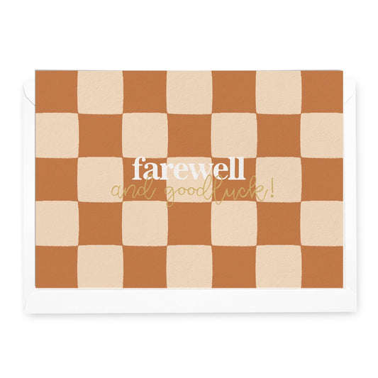'Farewell & Goodluck' Check Greeting Card