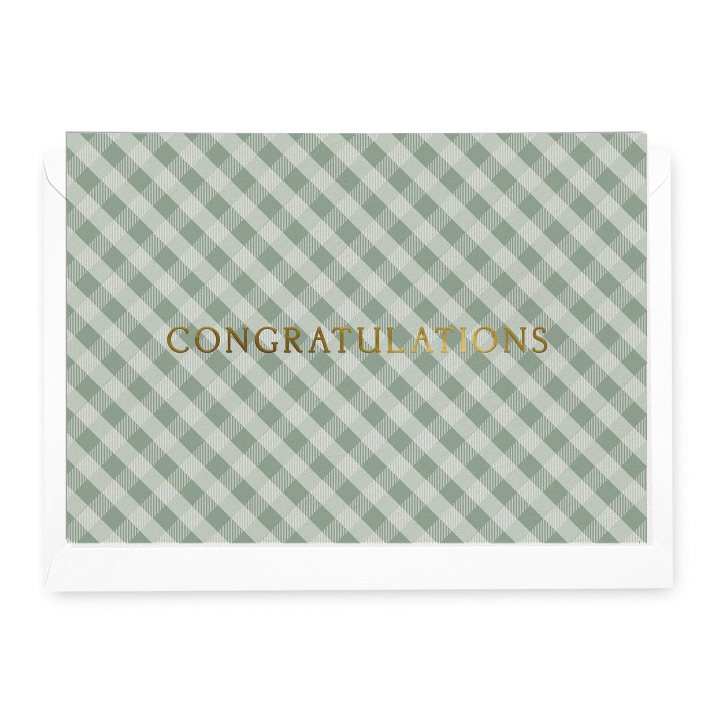 'Congratulations' Sage Gingham Greeting Card