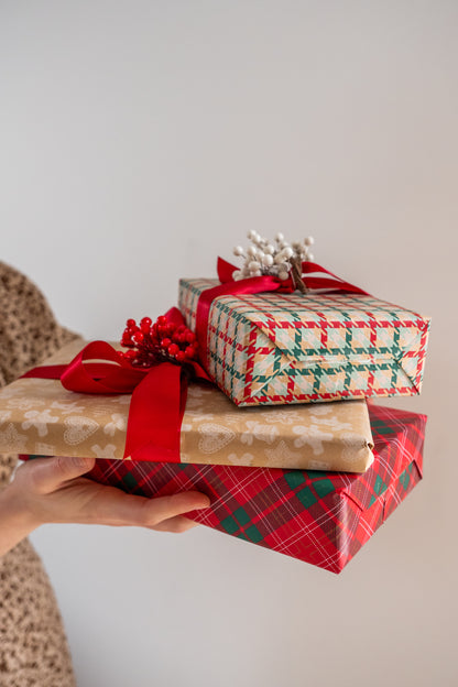 'Christmas Houndstooth' Kraft Wrapping Paper Roll