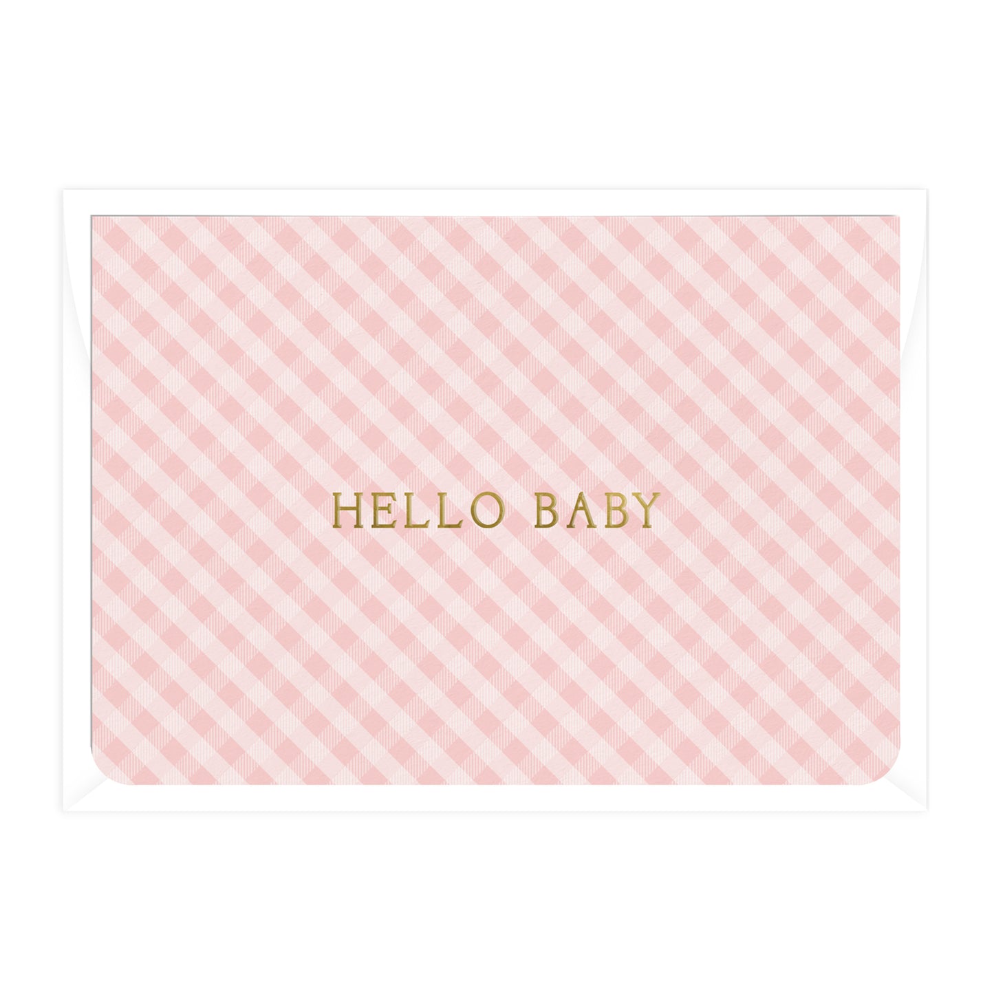 'Hello Baby' Blush Gingham Greeting Card