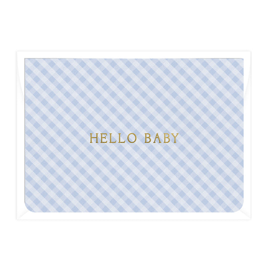 'Hello Baby' Gingham Greeting Card