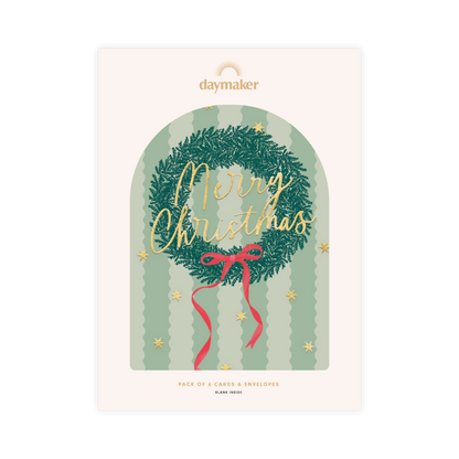 'Merry Christmas' Wreath Christmas Cards (6pk)