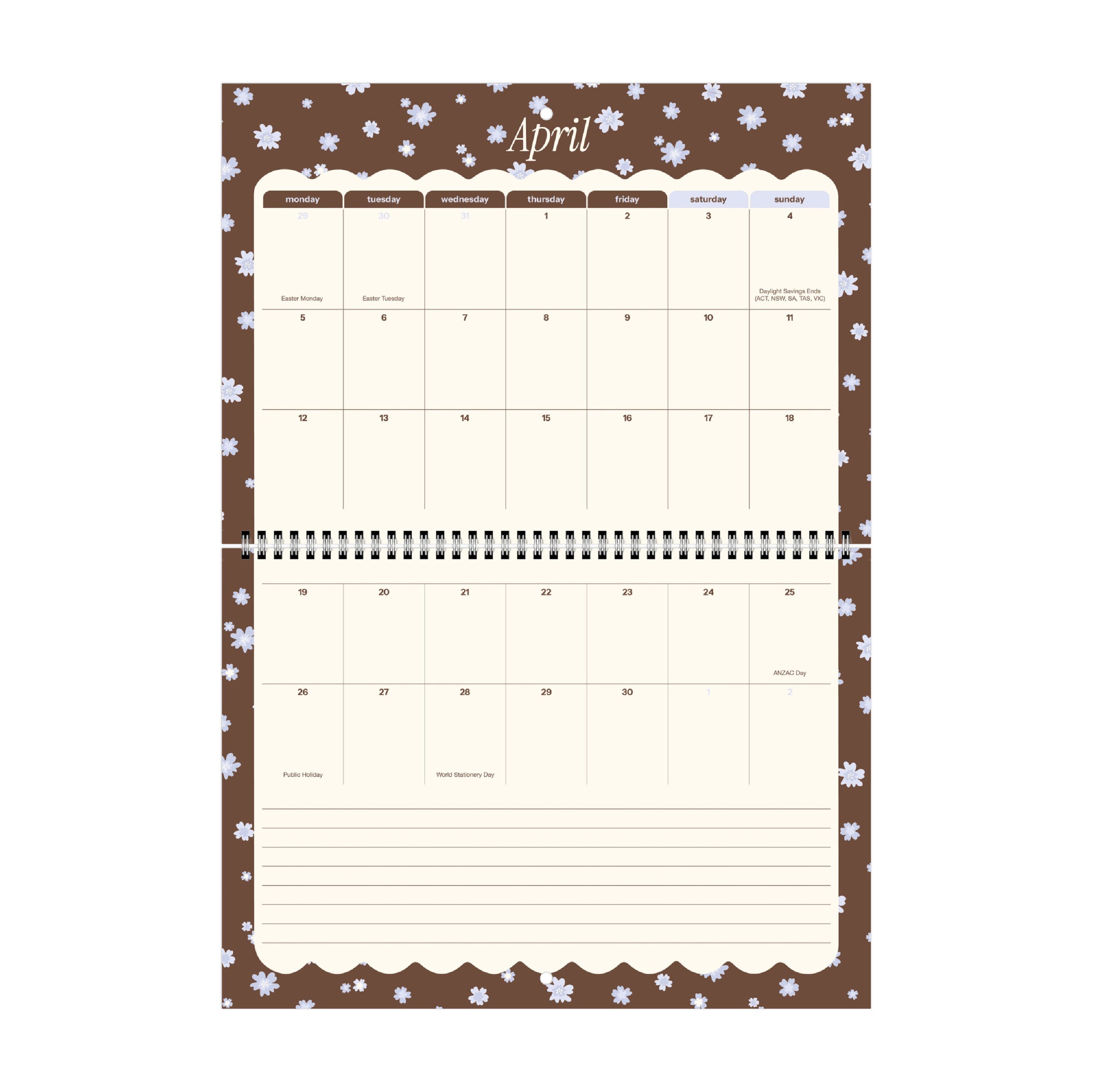 2026/27 Mid-Year Wall Calendar 'Blue Blossoms'