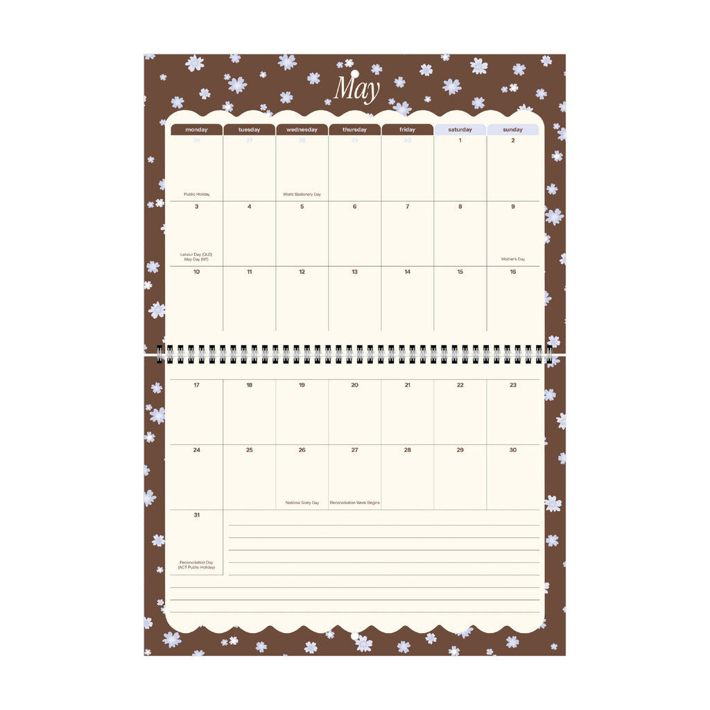 2026/27 Mid-Year Wall Calendar 'Blue Blossoms'
