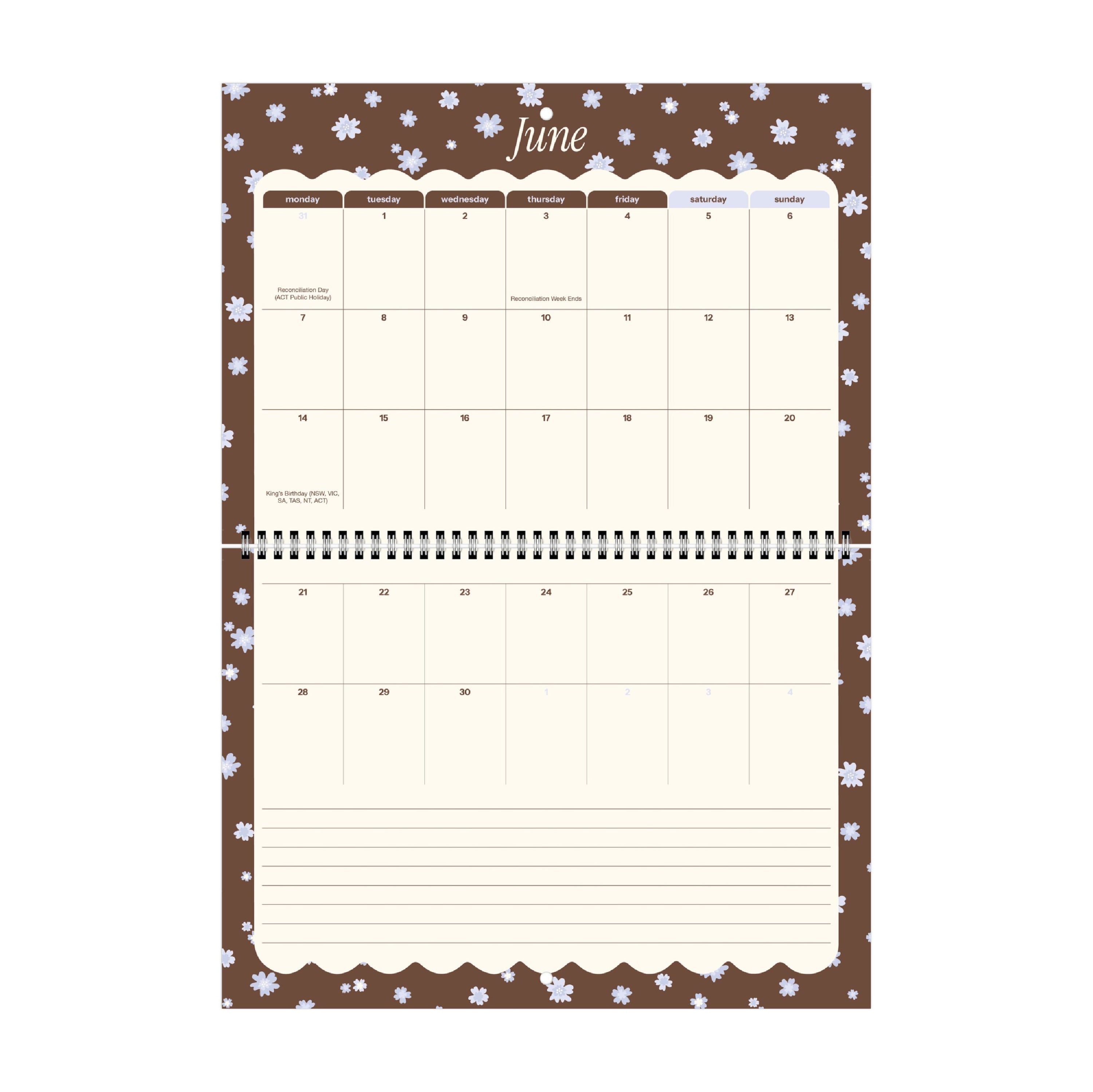 2026/27 Mid-Year Wall Calendar 'Blue Blossoms'