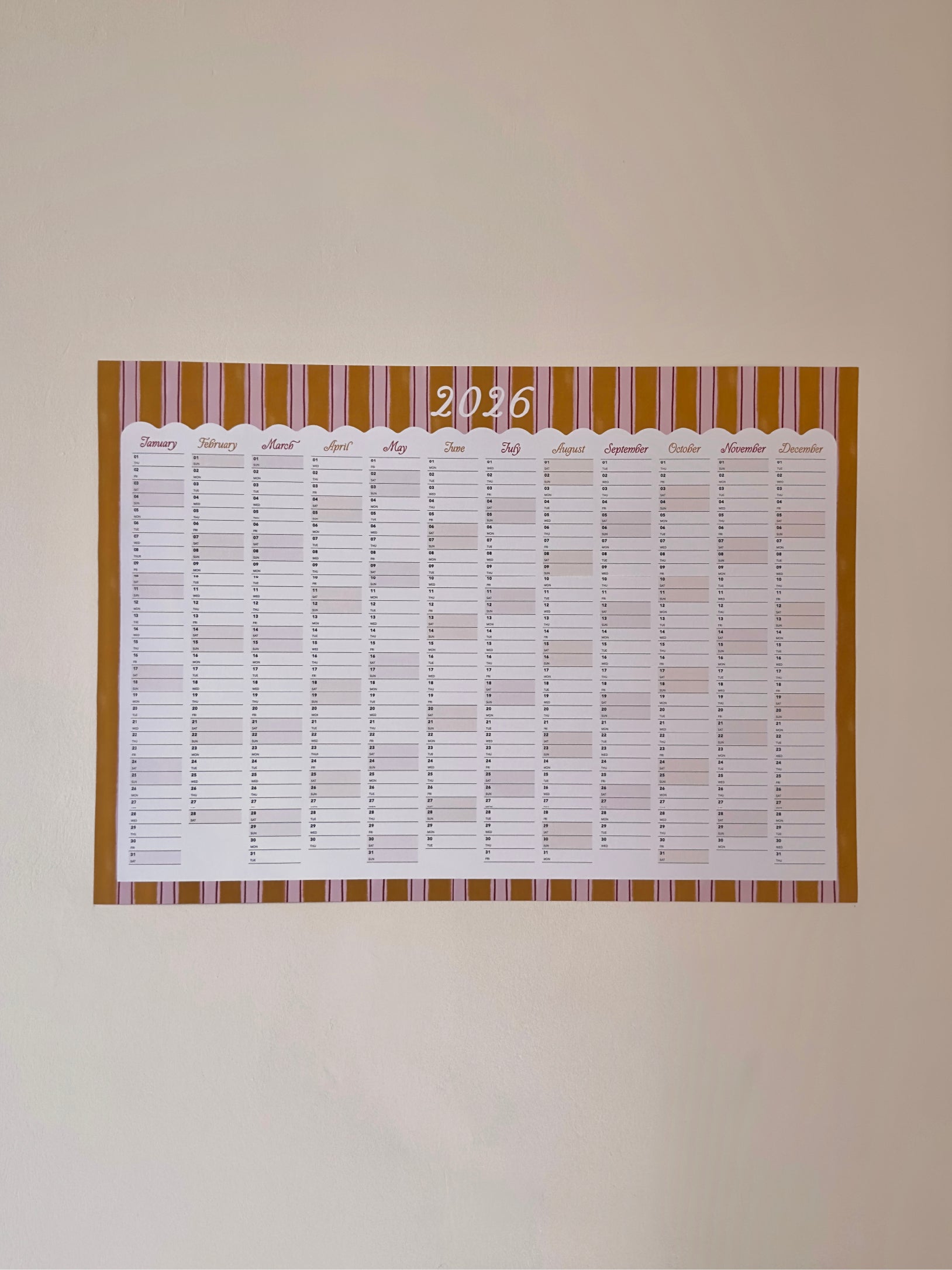 2026 Year Planner 'Golden Stripe'