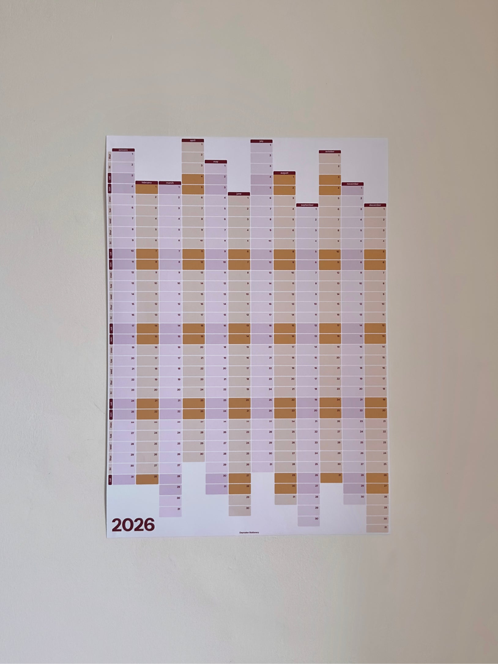 2026 Vertical Year Planner 'Lilac & Ochre'