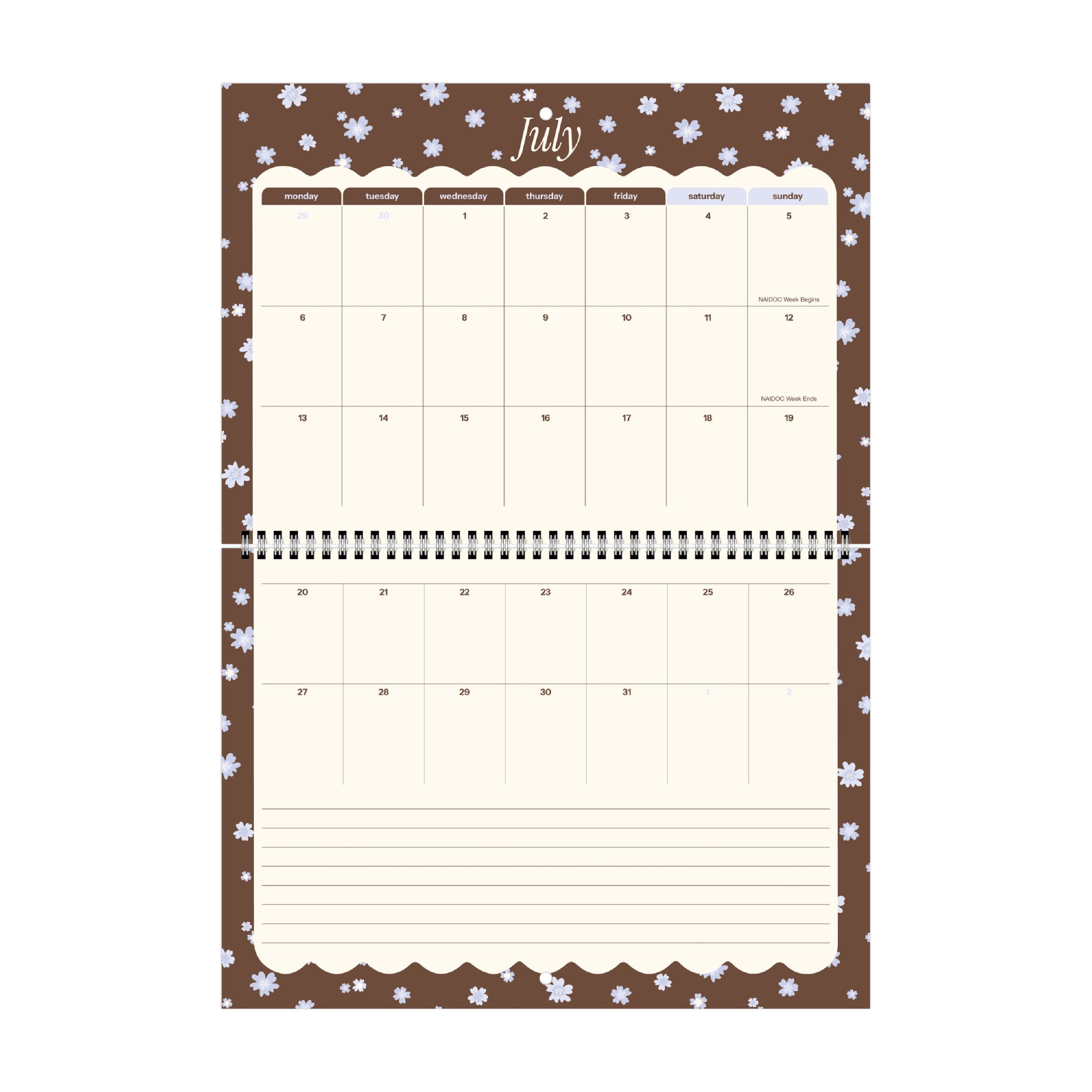 2026/27 Mid-Year Wall Calendar 'Blue Blossoms'