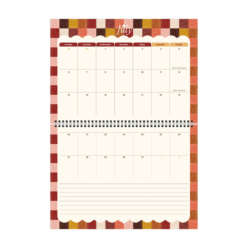 2026/27 Mid-Year Wall Calendar 'Tuscan Check'