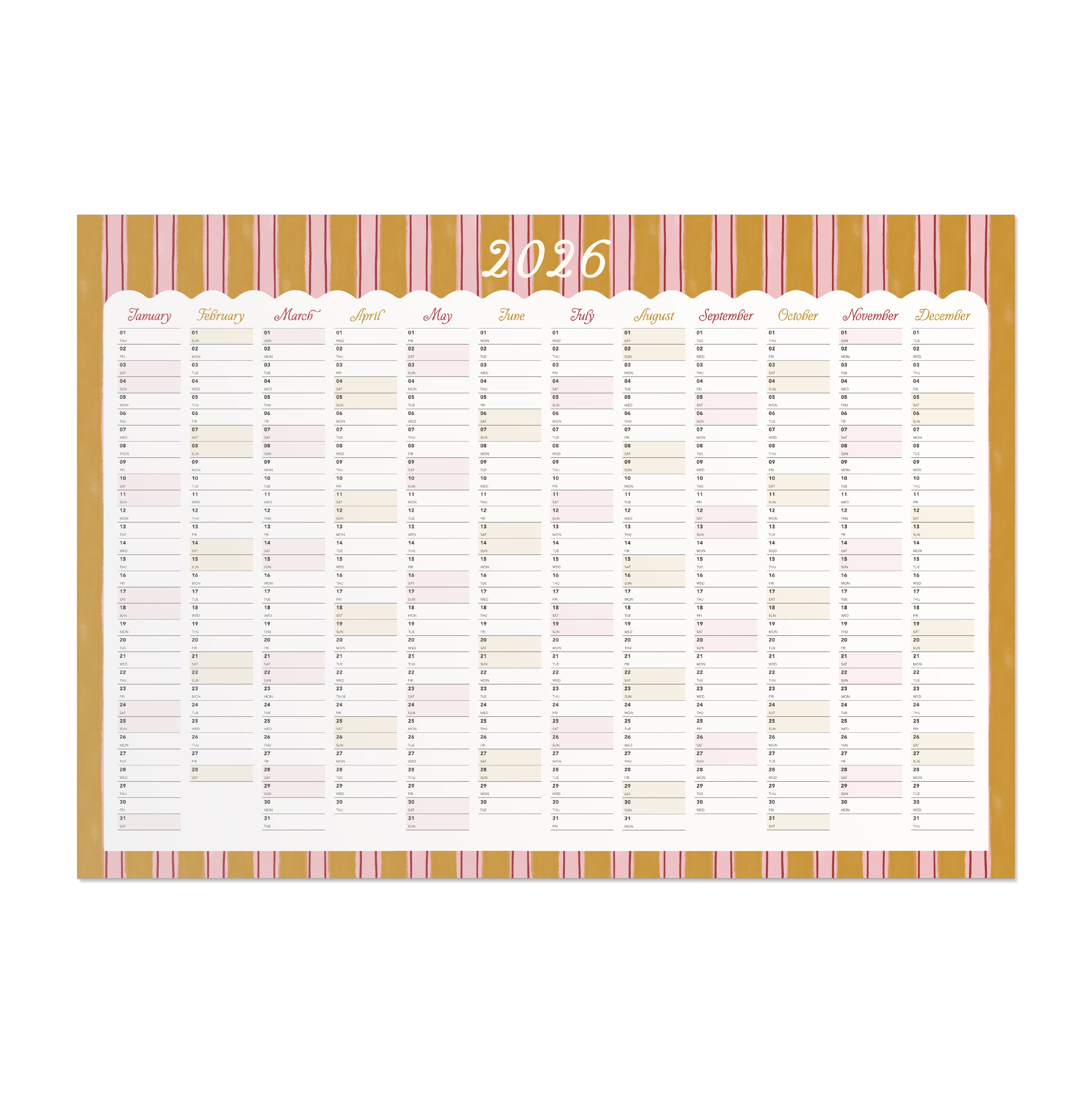2026 Year Planner 'Golden Stripe'