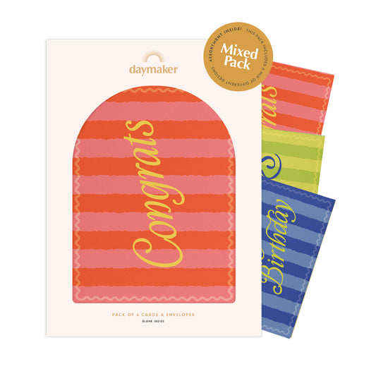 Mixed Occasions Boxed Card Set (6pk) - Chunky Stripe
