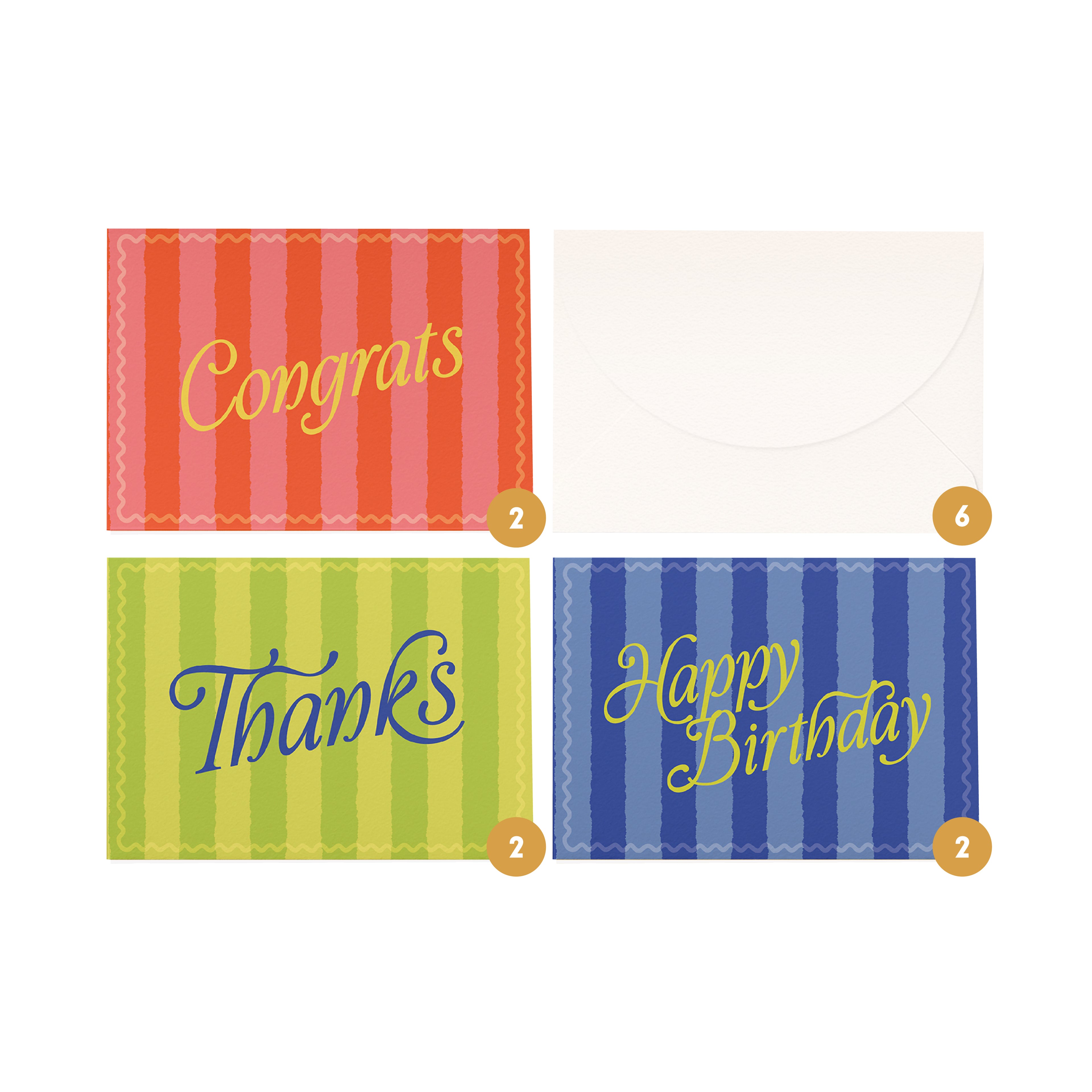 Mixed Occasions Boxed Card Set (6pk) - Chunky Stripe