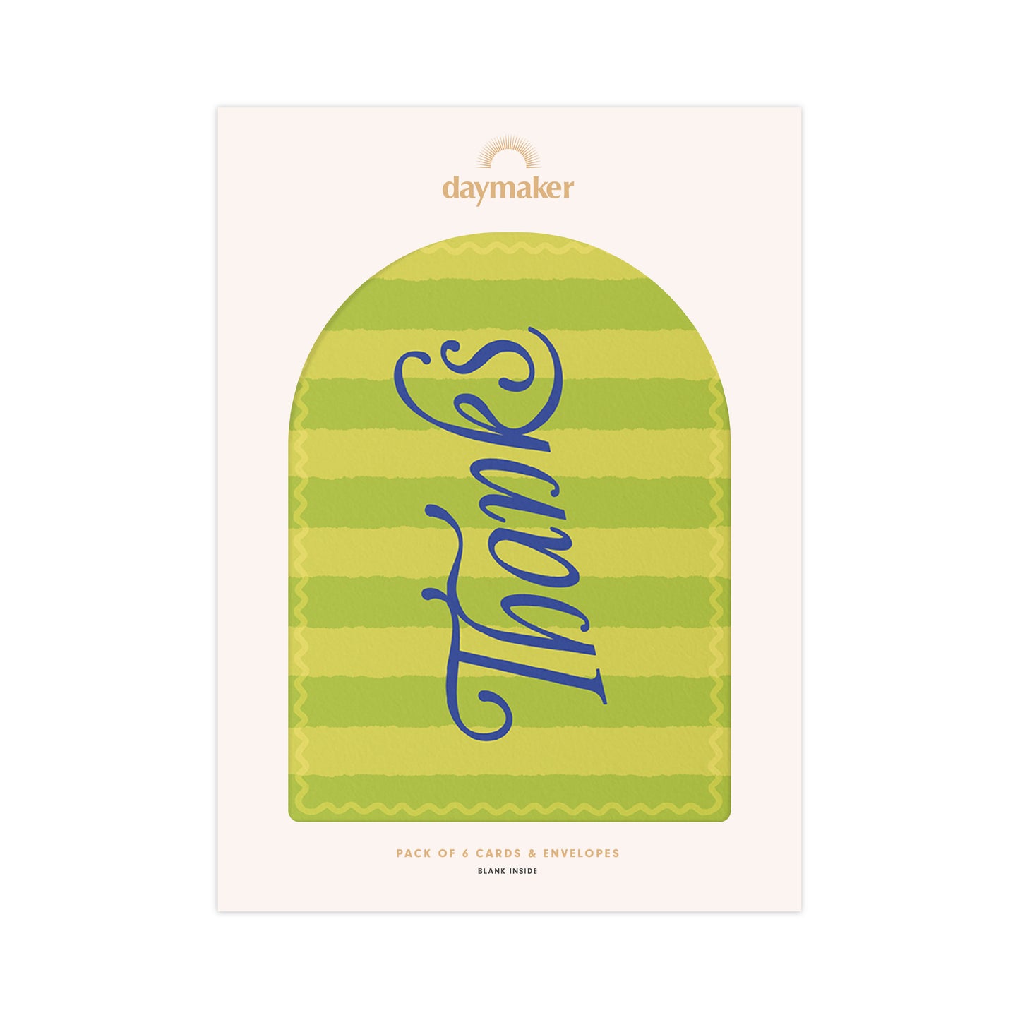 'Thank You' Boxed Card Set (6pk) - Green Chunky Stripe