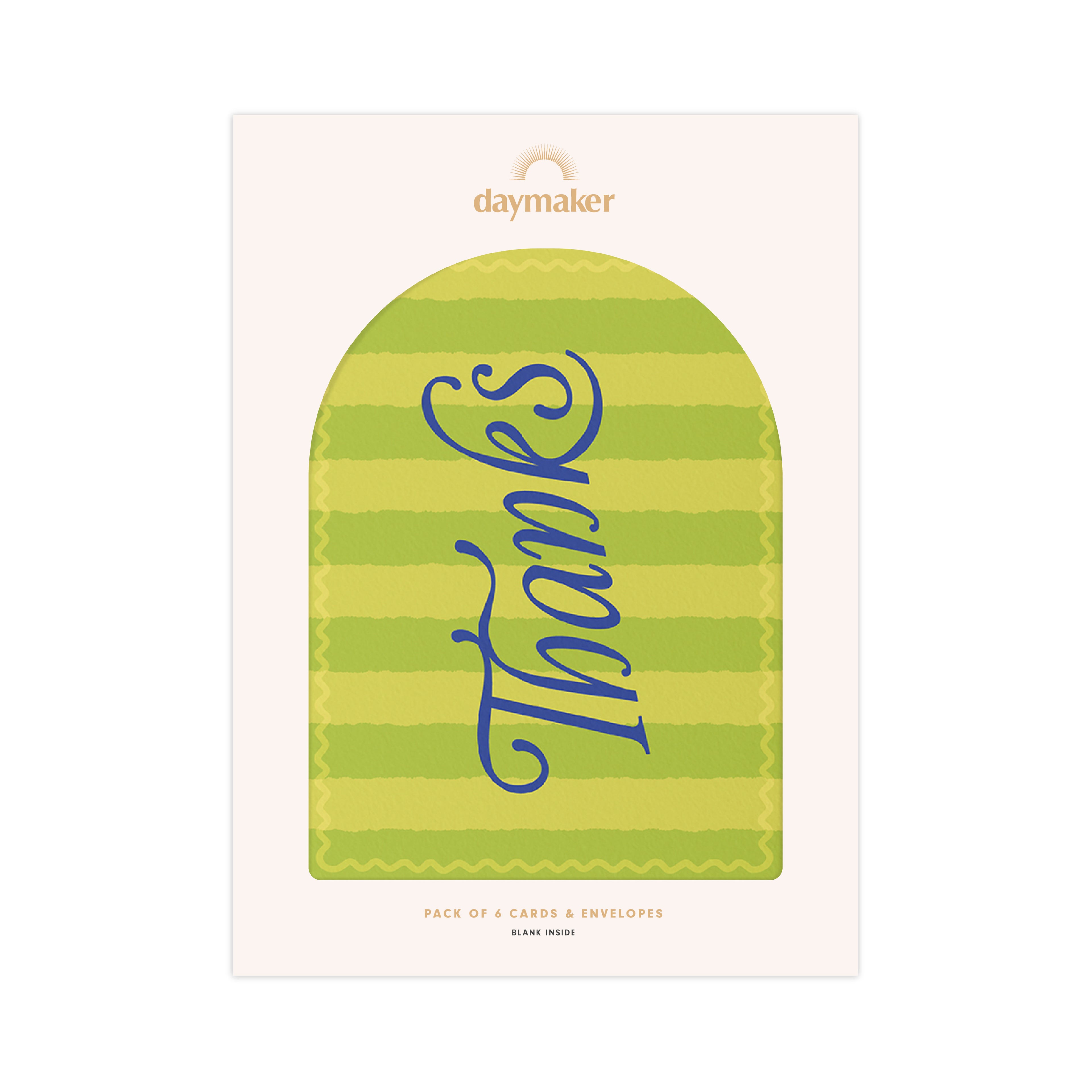 'Thank You' Boxed Card Set (6pk) - Green Chunky Stripe