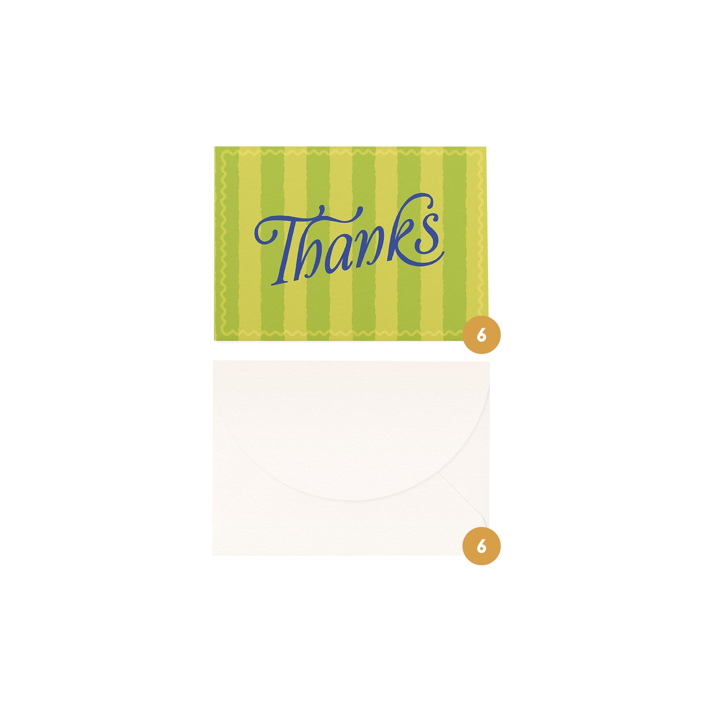 'Thank You' Boxed Card Set (6pk) - Green Chunky Stripe