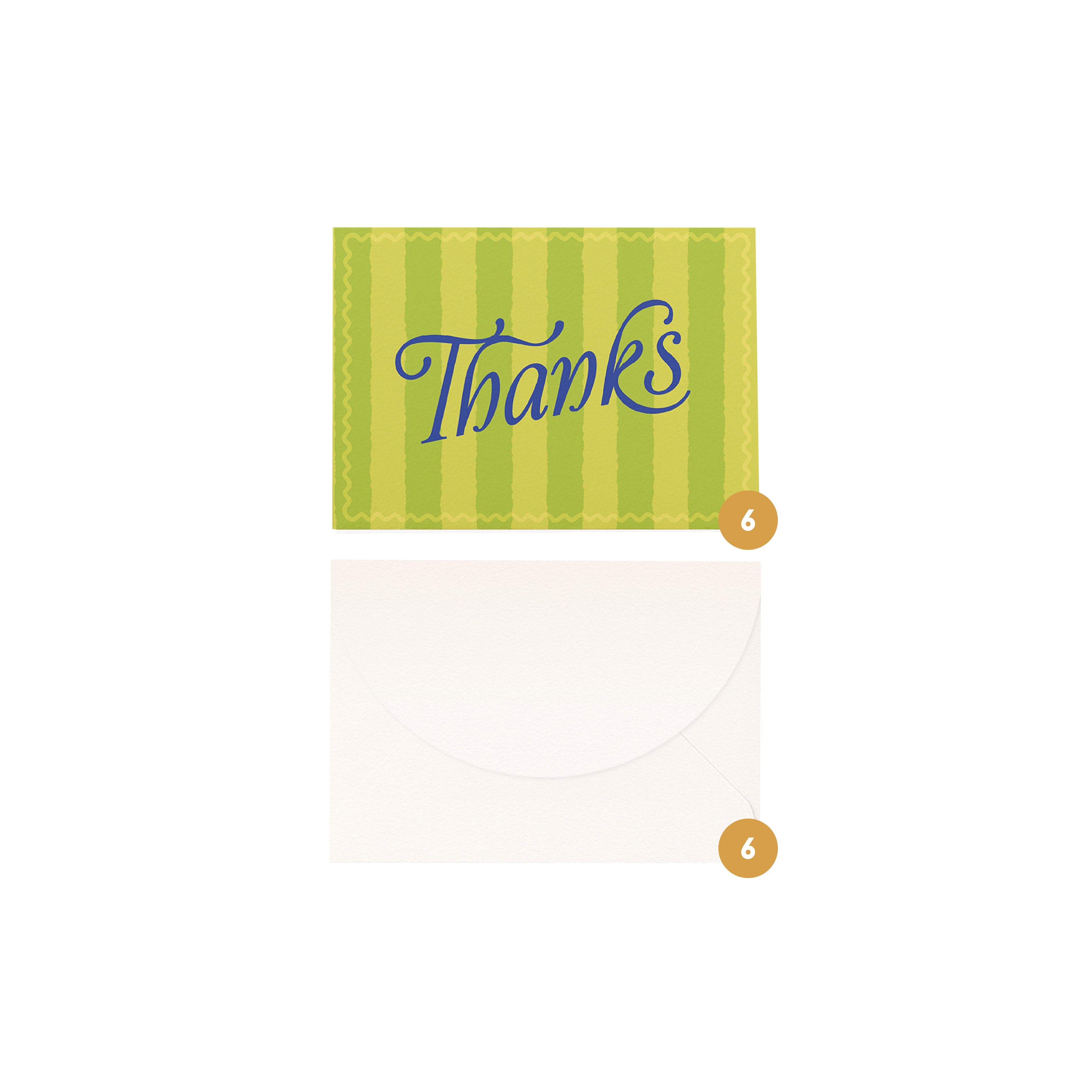 'Thank You' Boxed Card Set (6pk) - Green Chunky Stripe