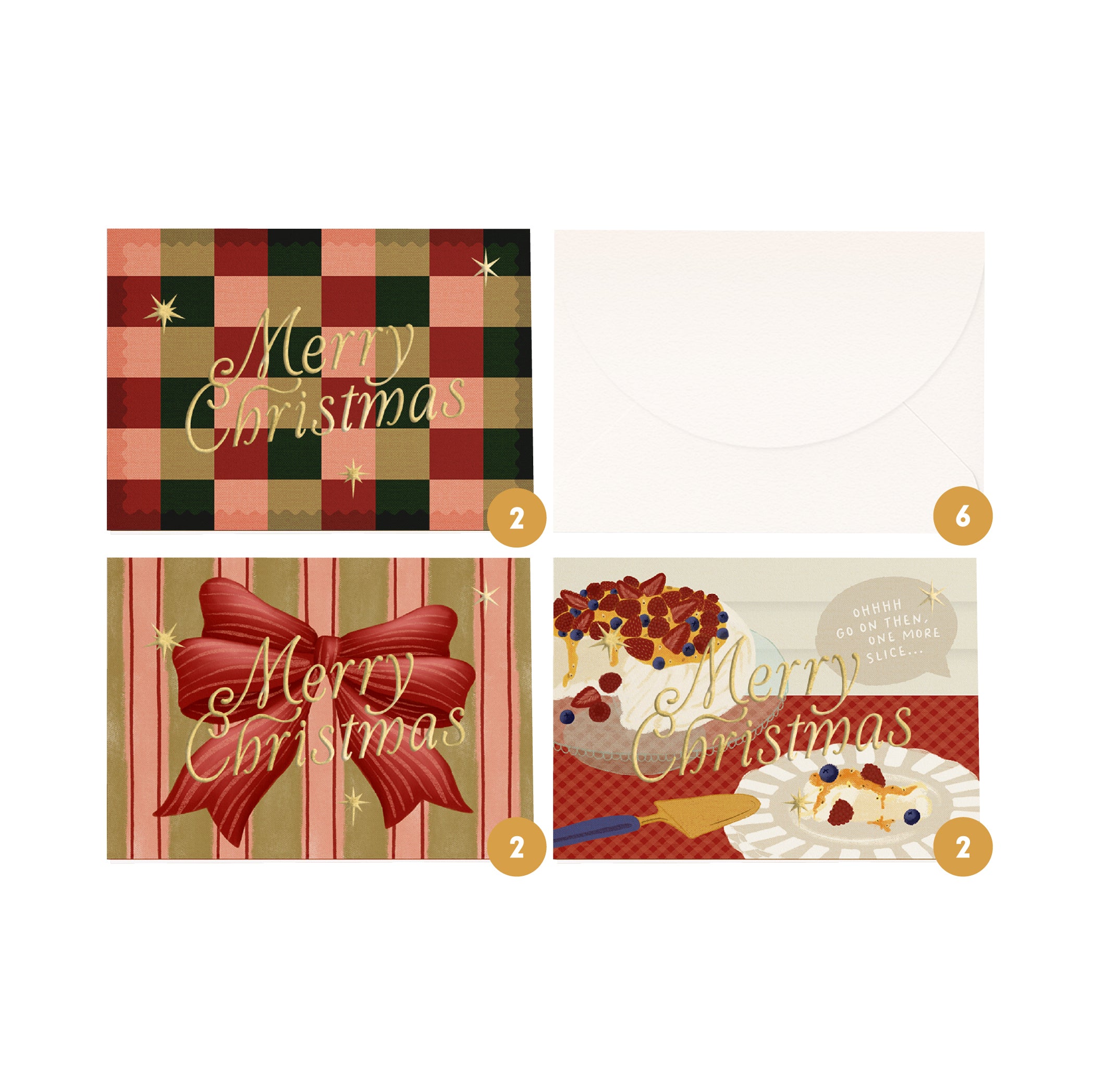 'Merry Christmas' Boxed Card Set (6pk) with Gold Foil