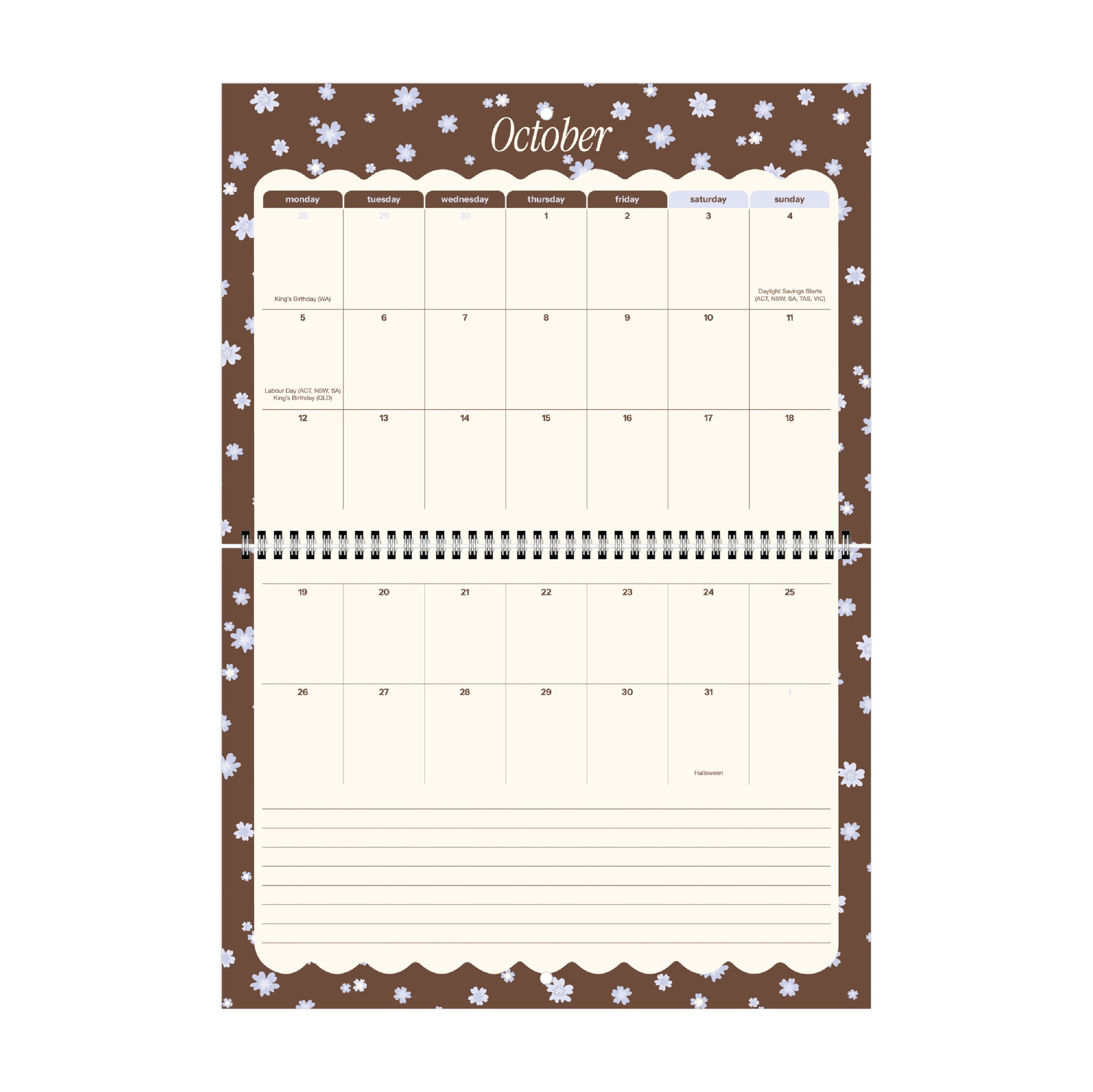 2026/27 Mid-Year Wall Calendar 'Blue Blossoms'