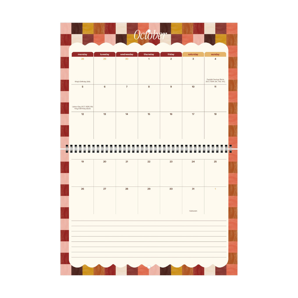 2026/27 Mid-Year Wall Calendar 'Tuscan Check'