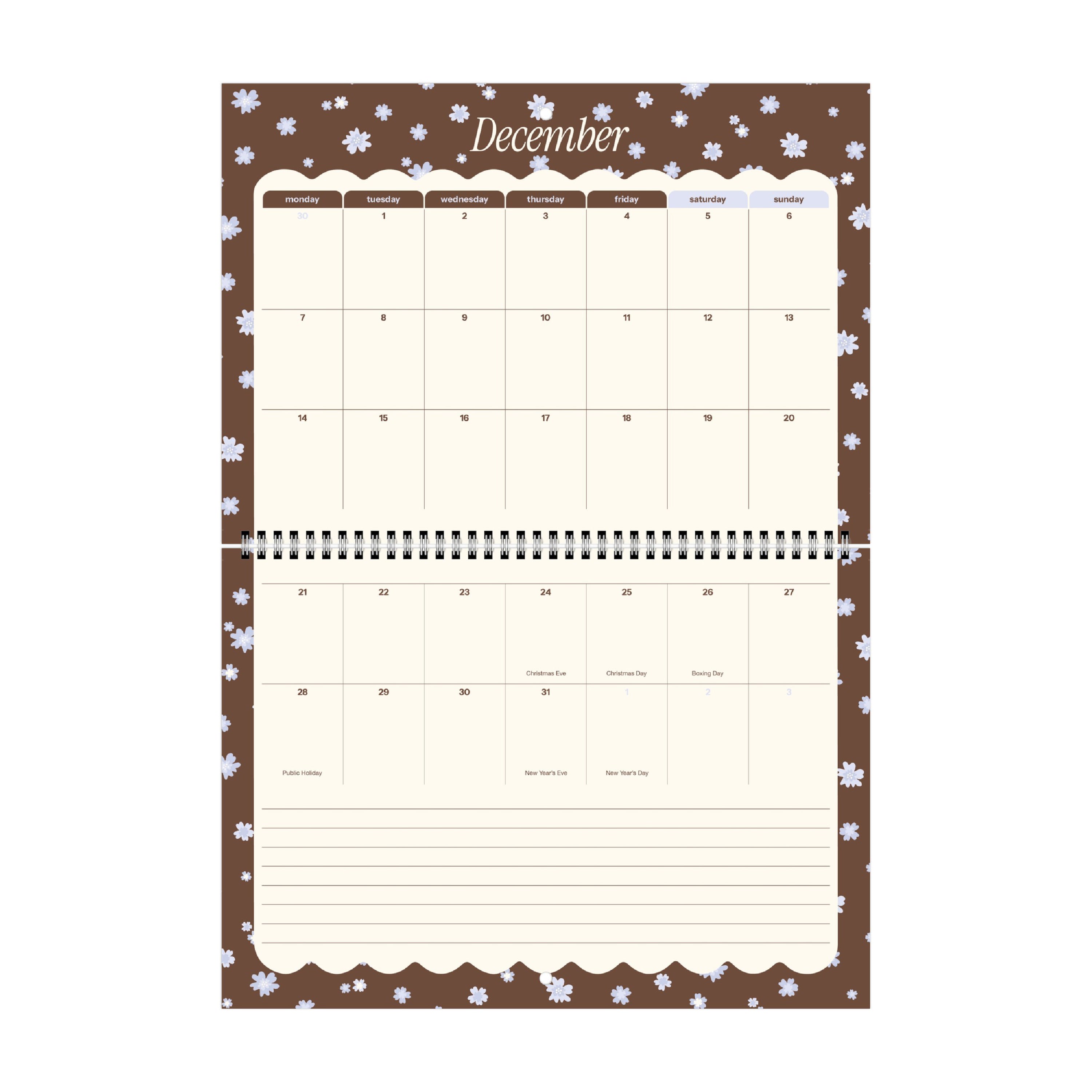 2026/27 Mid-Year Wall Calendar 'Blue Blossoms'