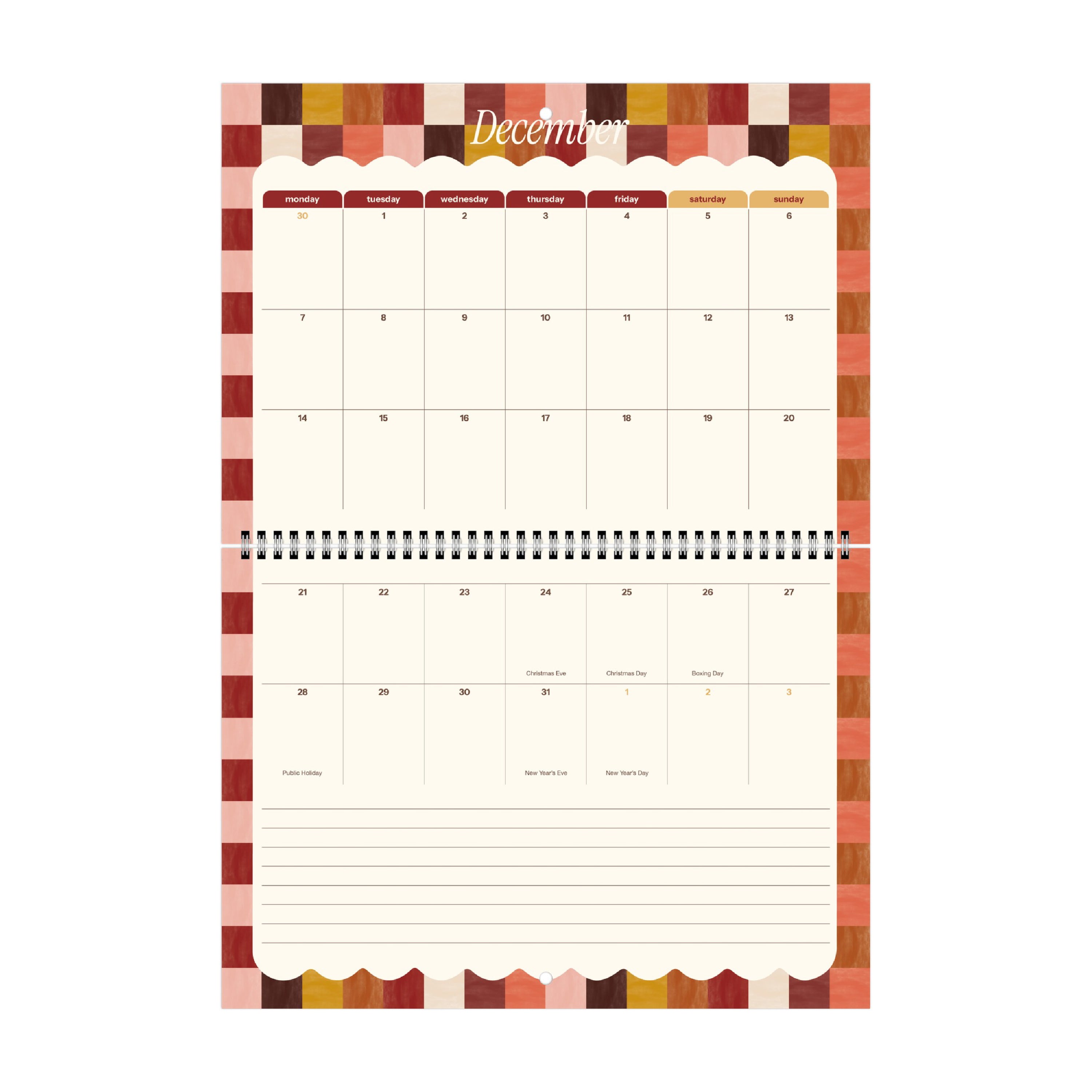 2026/27 Mid-Year Wall Calendar 'Tuscan Check'