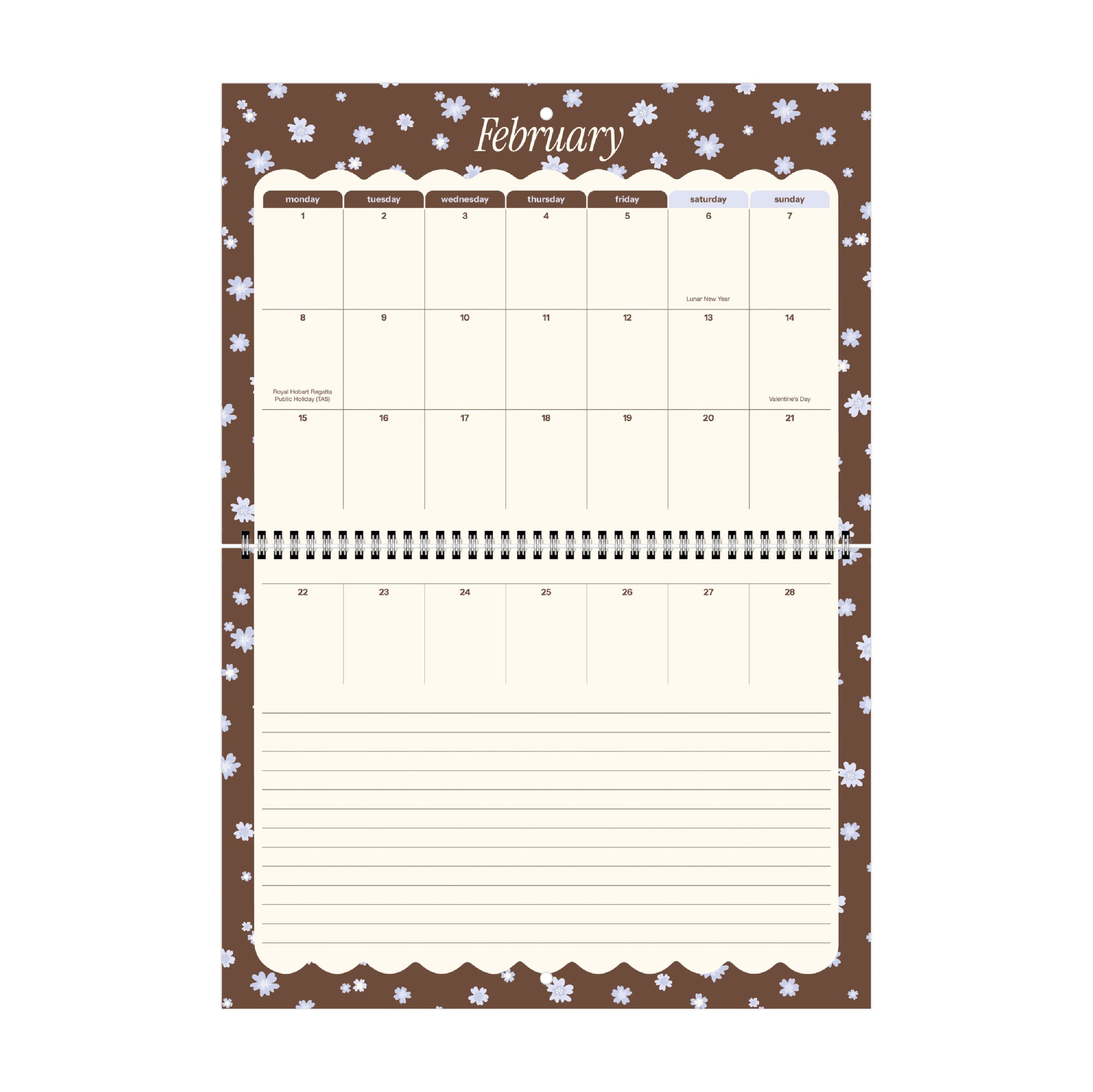 2026/27 Mid-Year Wall Calendar 'Blue Blossoms'
