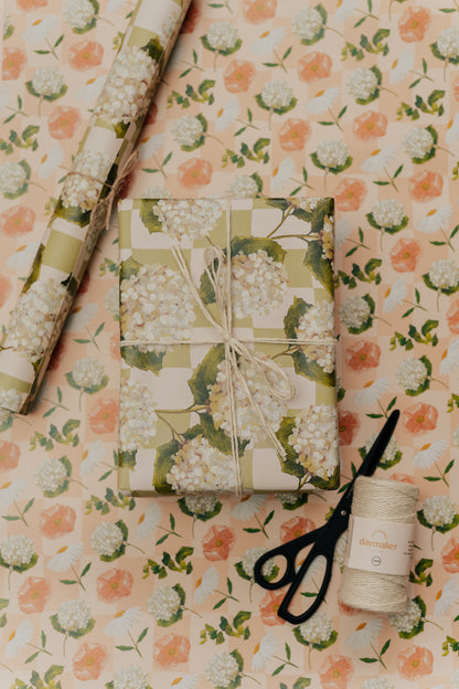 Double-Sided Wrapping Sheets 'Poppies & Hydrangeas'