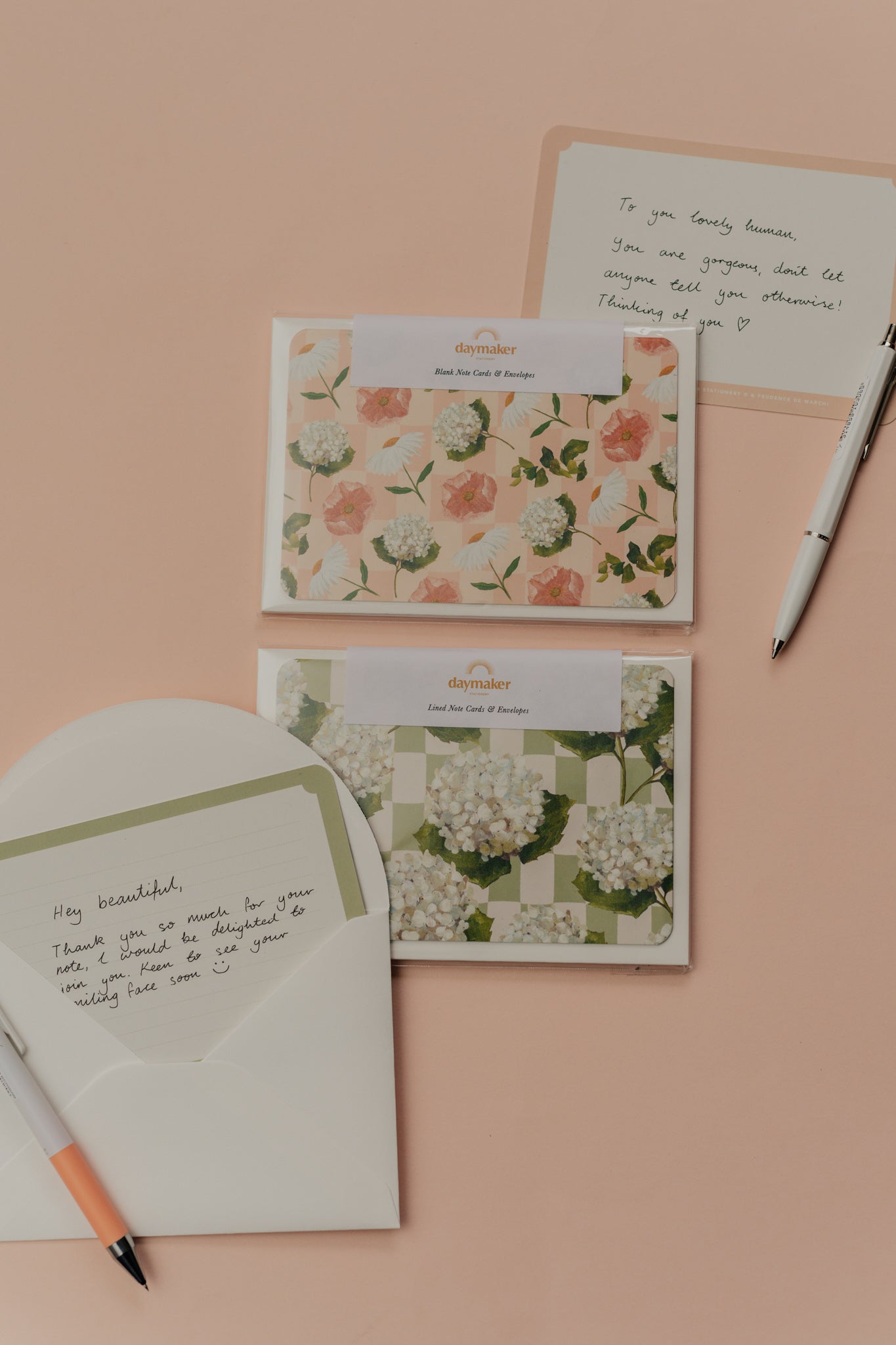 Blank 'Peach Poppies' Note Cards & Envelopes (6pk)