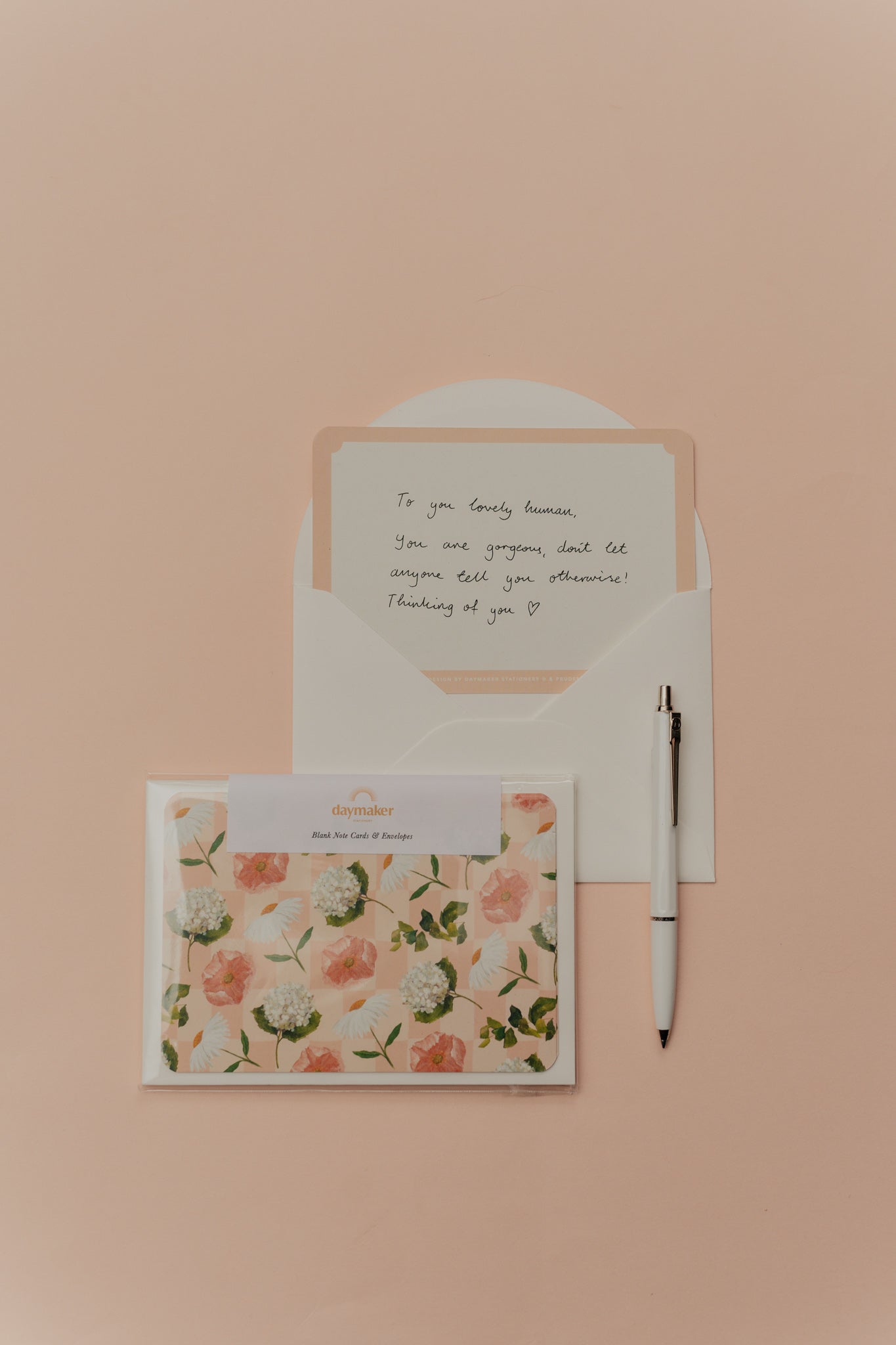 Blank 'Peach Poppies' Note Cards & Envelopes (6pk)