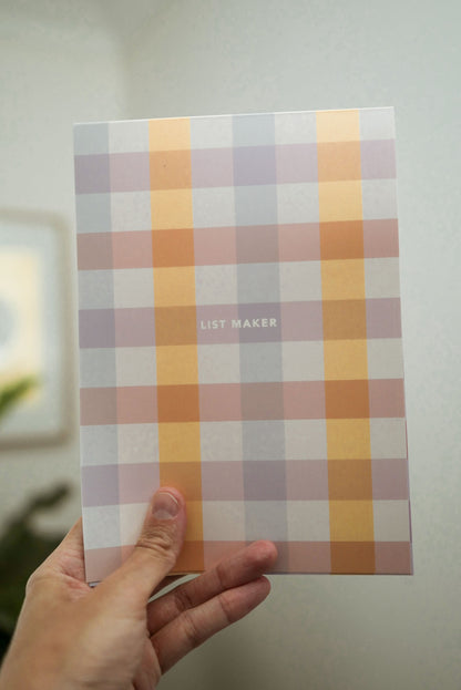 Sunshine Gingham 'List Maker' Notepad