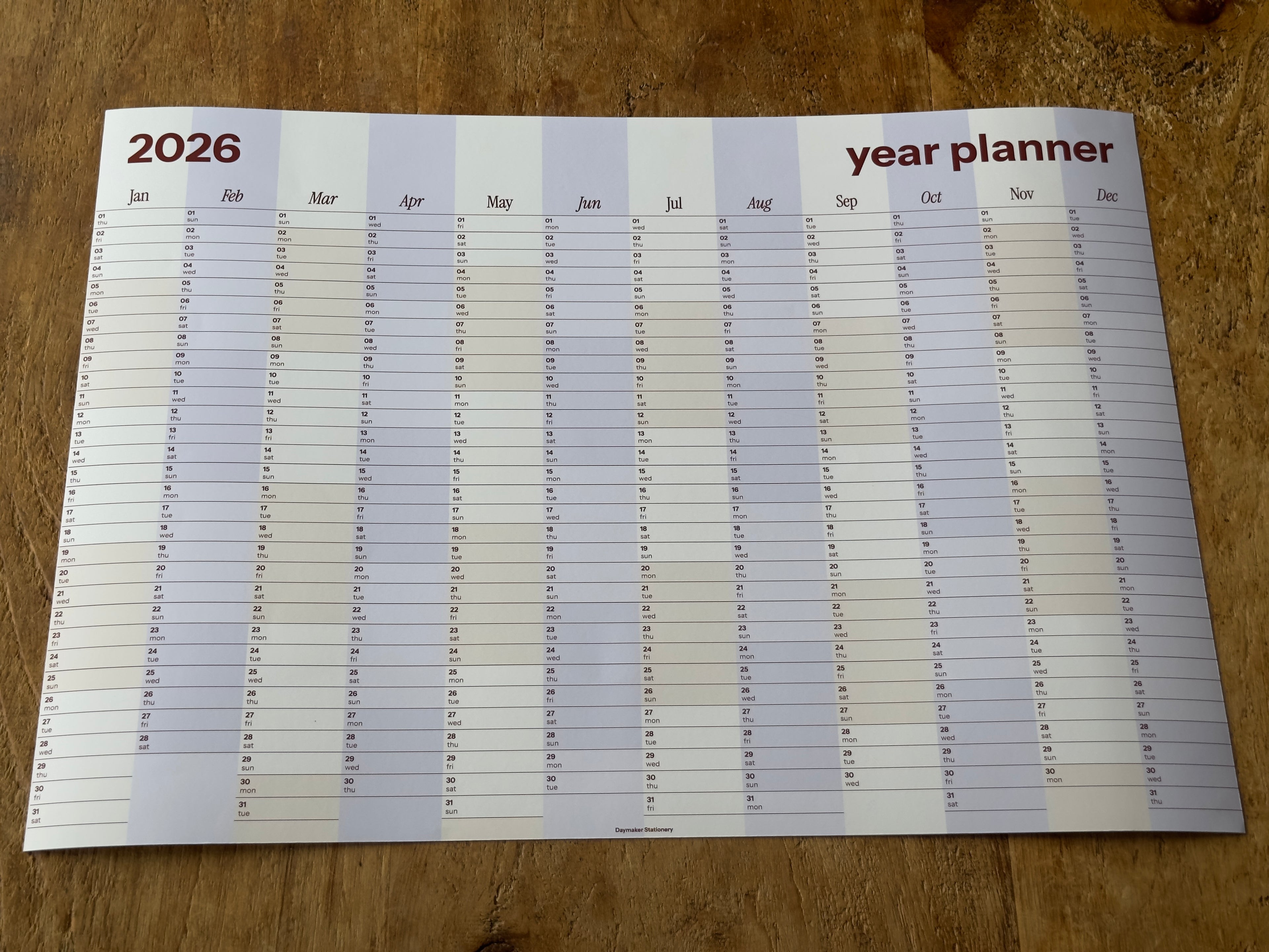 2026 Year Planner 'Blue Stripe'