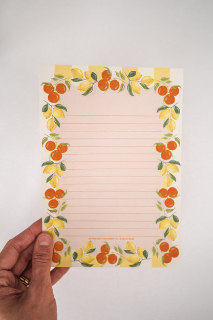 'Citrus Grove' Lined Letter Writing Stationery Set