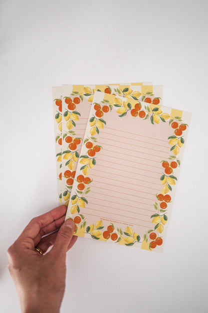 'Citrus Grove' Lined Letter Writing Stationery Set