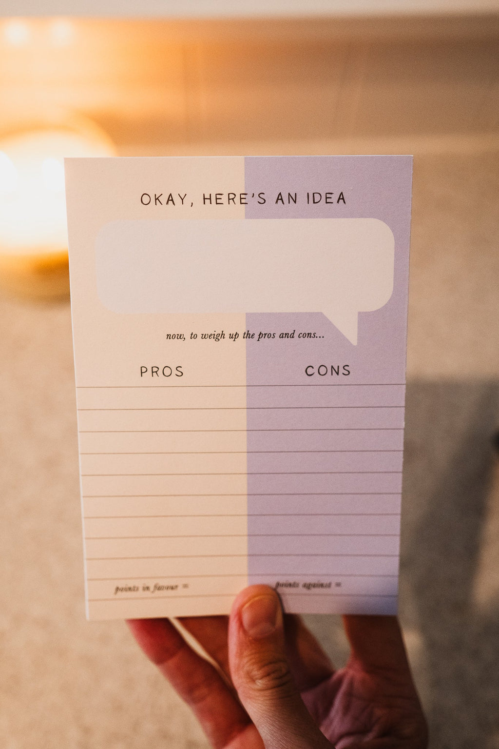 'Pros & Cons' Mini Notepad