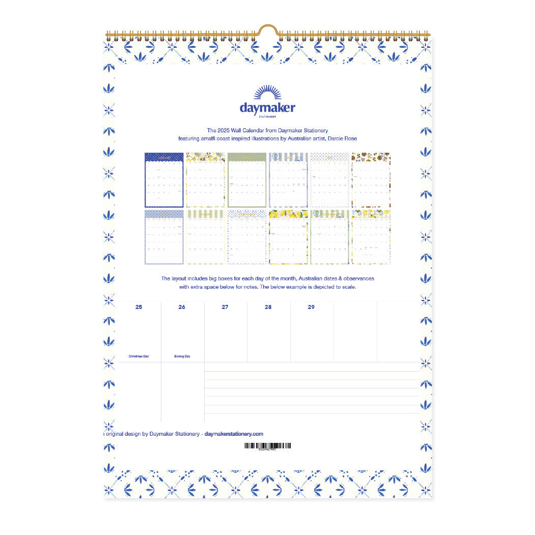 2025 'Amalfi Edition' Wall Planner