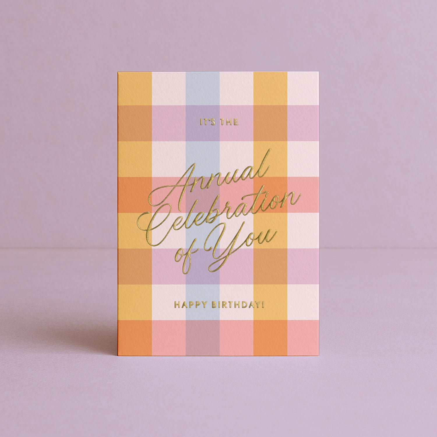 'Annual Celebration of You' Warm Gingham Birthday Card