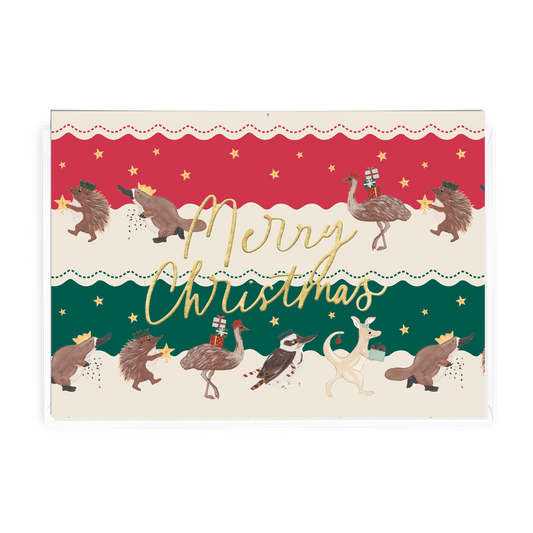 'Merry Christmas' Aussie Animals Greeting Card