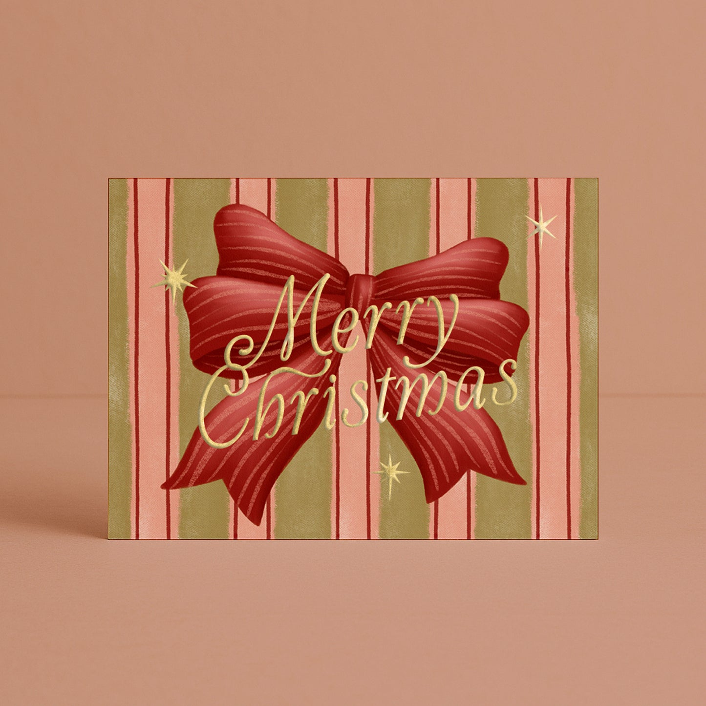 'Merry Christmas' Bow Boxed Card Set (6pk) with Gold Foil