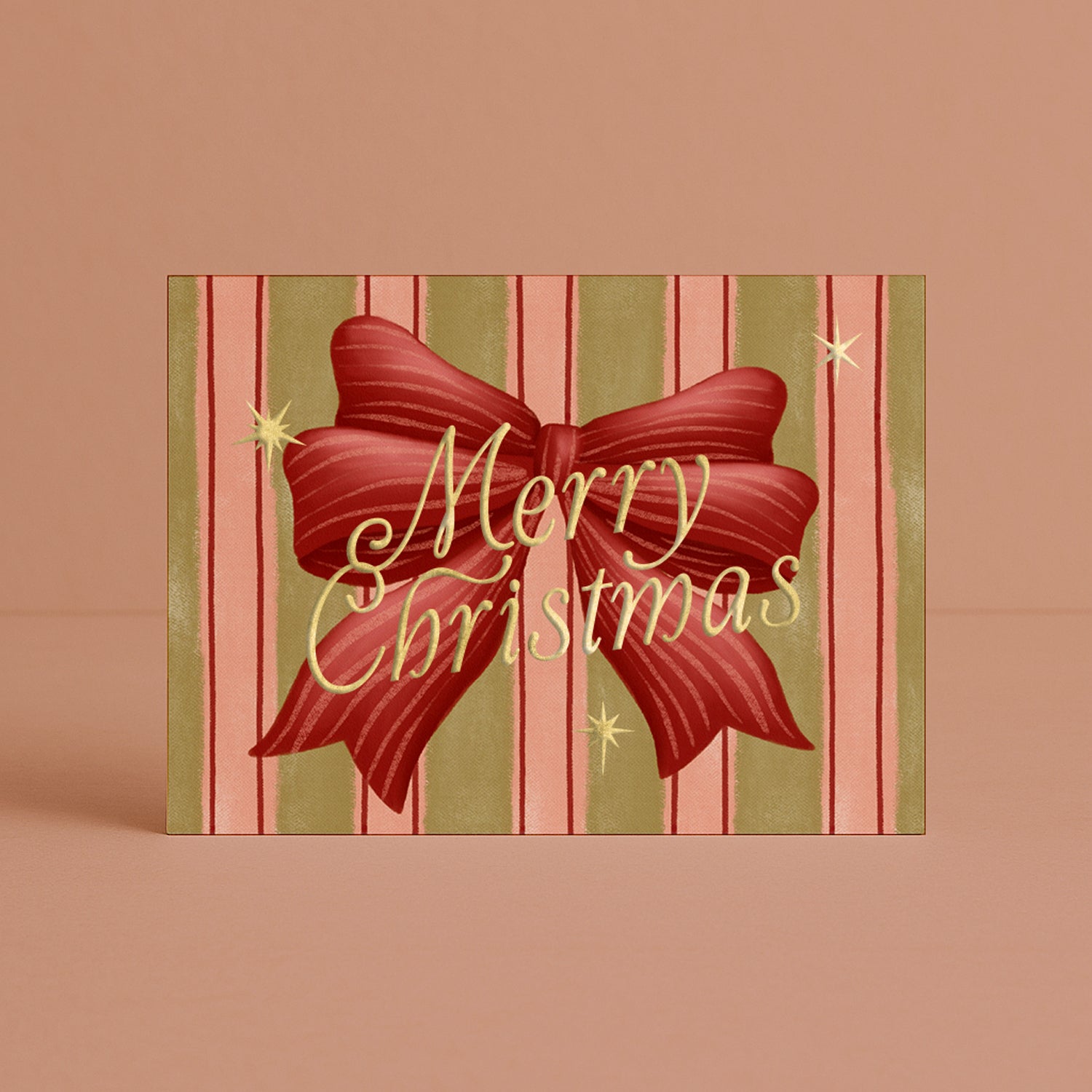 'Merry Christmas' Bow Card with Gold Foil