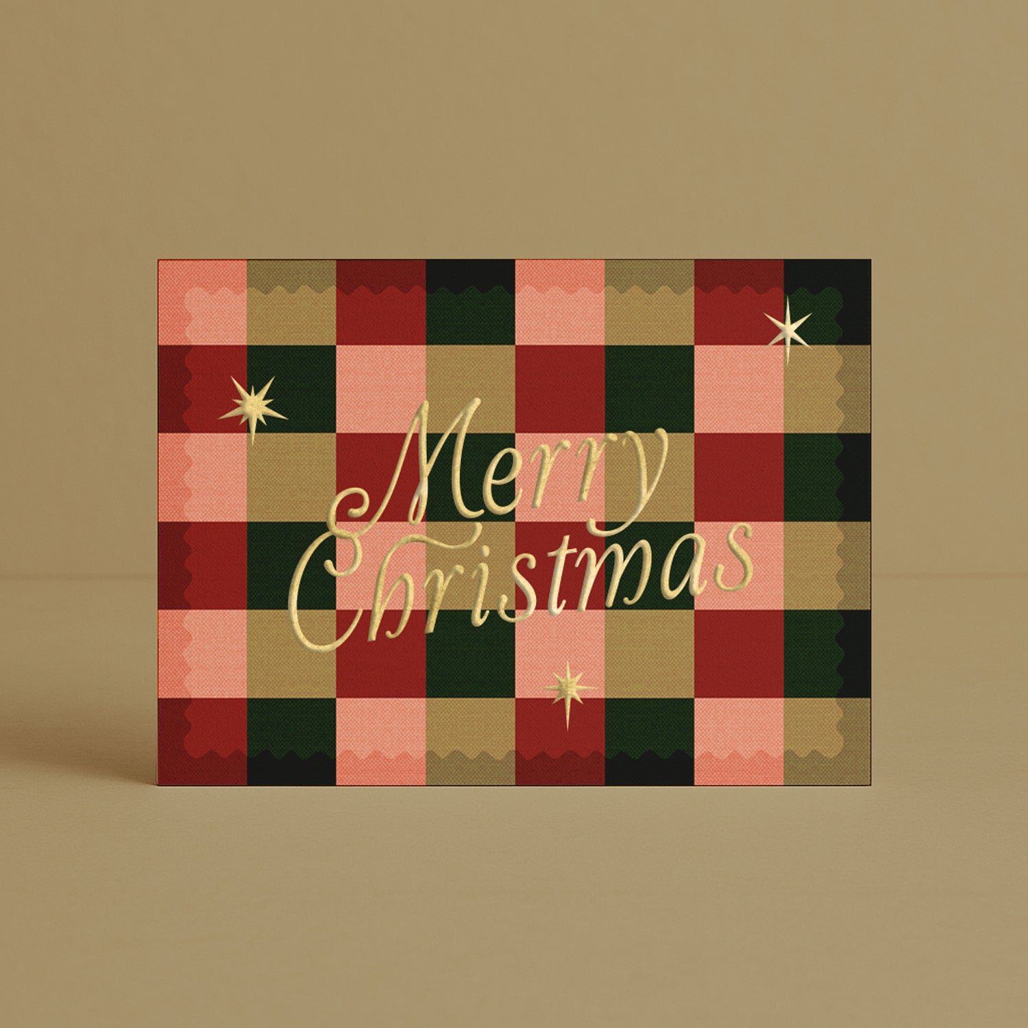 'Merry Christmas' Check Card with Gold Foil