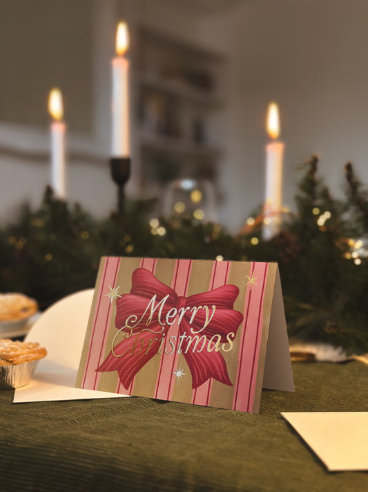 'Merry Christmas' Bow Card with Gold Foil