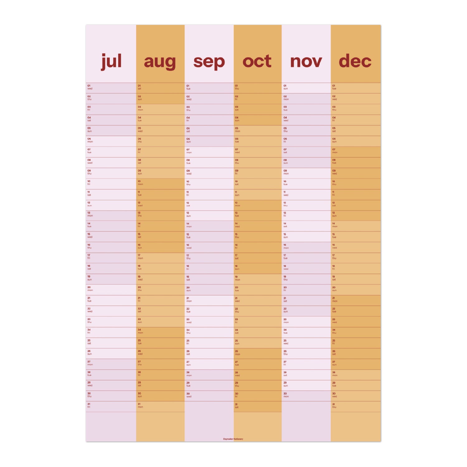 2026 Six-Month Wall Planner 'Sherbet Stripe'
