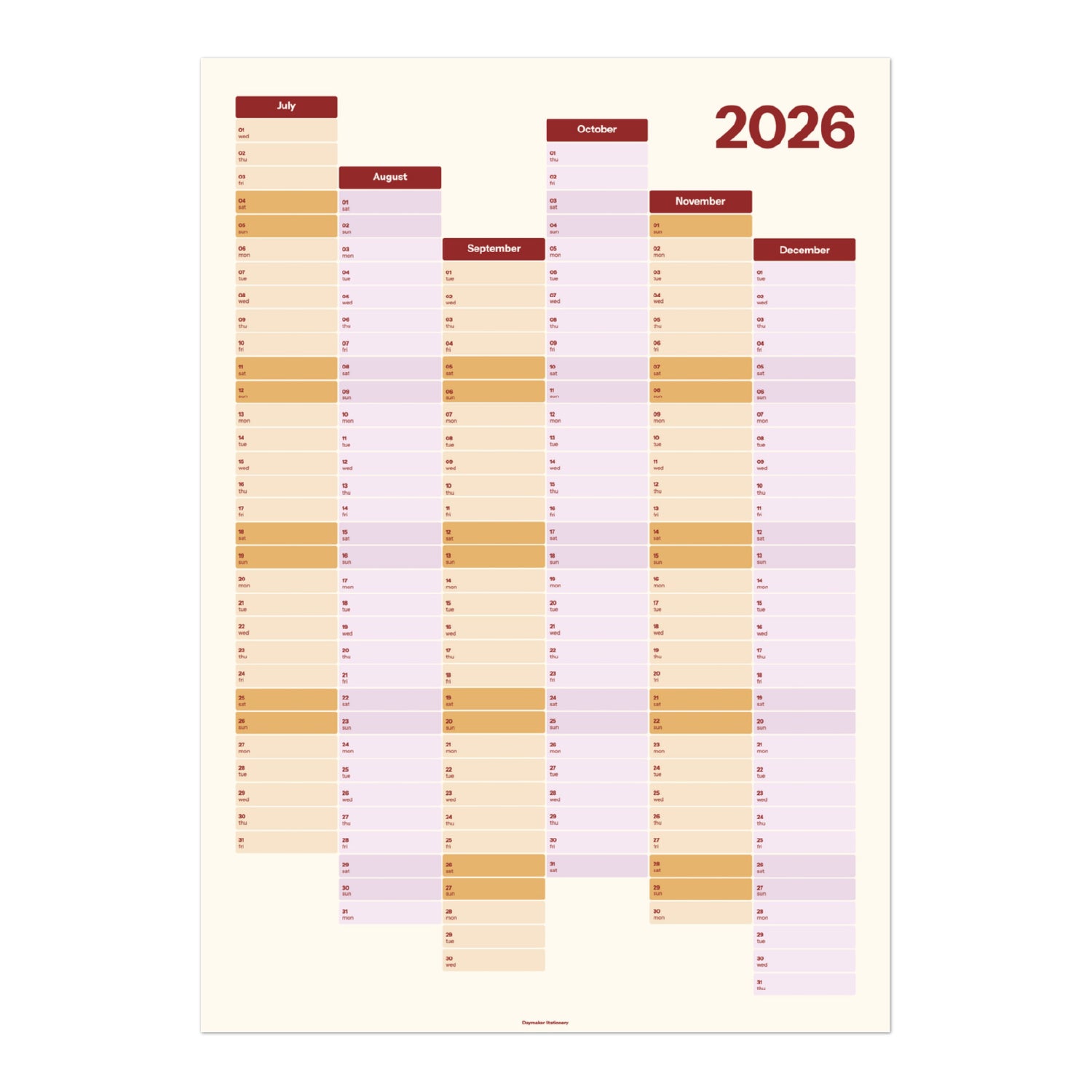 2026 Six-Month Wall Planner 'Classic'