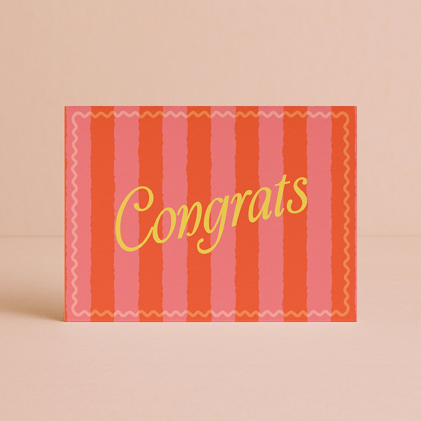 'Congrats' Pink & Red Chunky Stripe Card