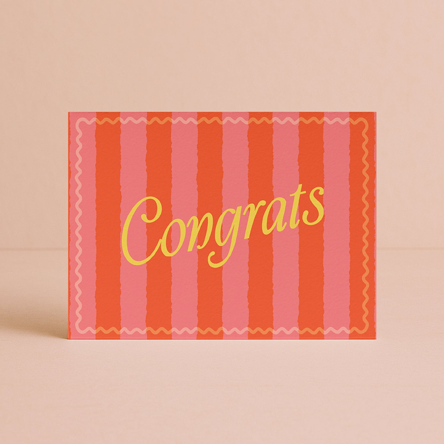 'Congrats' Pink & Red Chunky Stripe Card