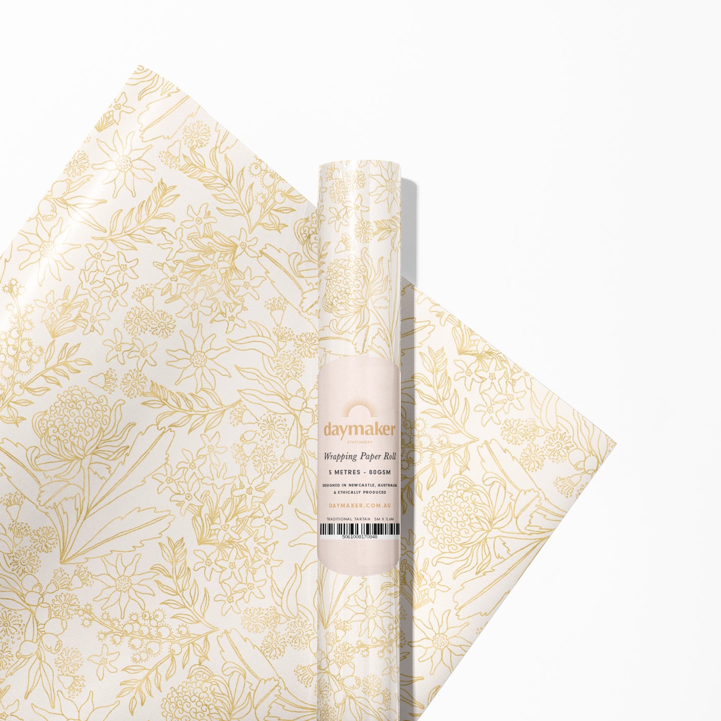 'Golden Native Floral' Wrapping Paper Roll