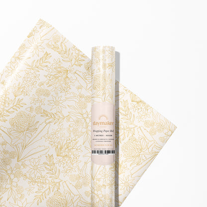 'Golden Native Floral' Wrapping Paper Roll