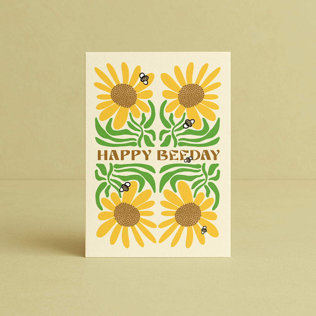 'Happy Bee-Day' Sunflowers Greeting Card