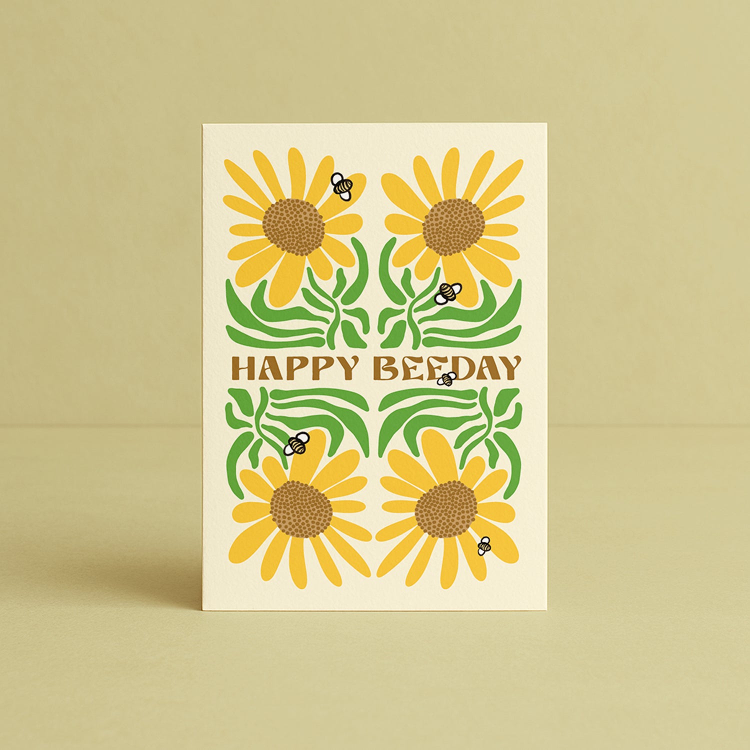 'Happy Bee-Day' Sunflowers Greeting Card